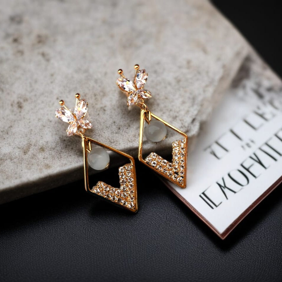 Butterfly Square Diamond Earrings
