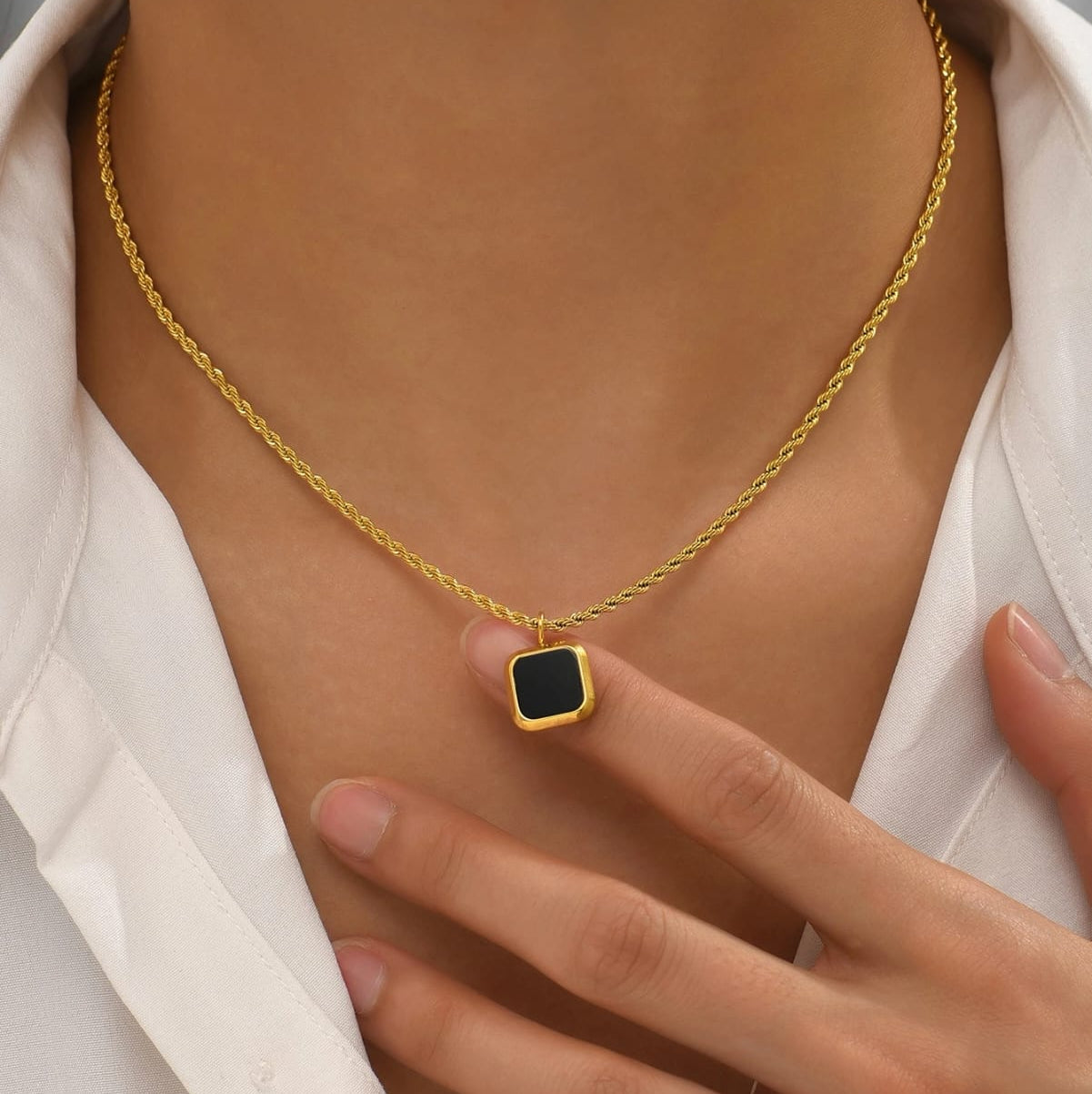 1pc 18K Gold Plated Stainless Steel Woven Choker Necklace for Women