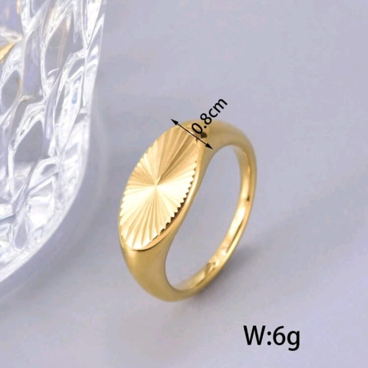 1pc Gold Plated Stainless Steel Vintage Convex Band Ring for Women – Fashionable, Durable & Elegant Daily Jewelry Gift