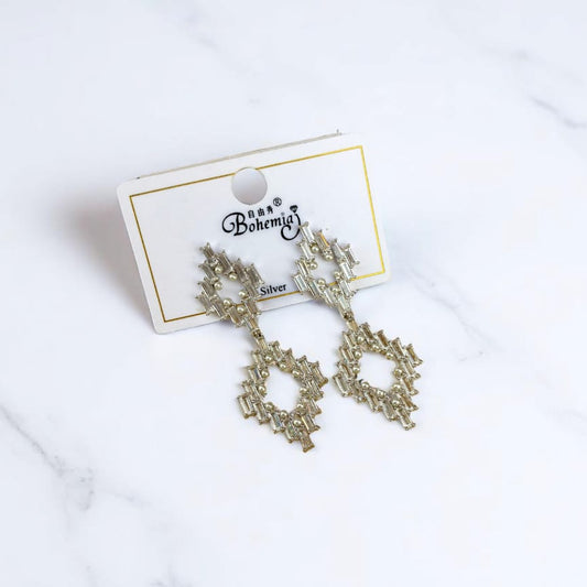 Elegant Micro American Diamond Long Drop Earrings