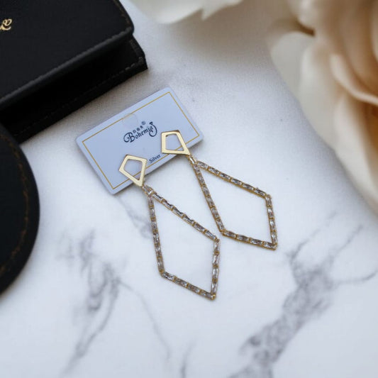 Crystal Long Three-Dimensional Earrings