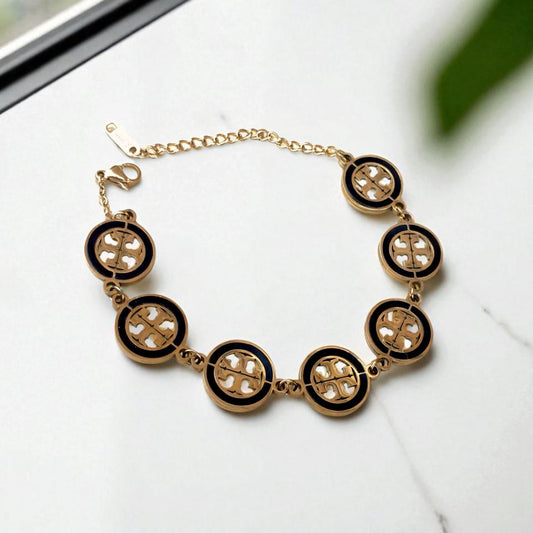 Elegant Gold-Plated Round Link Bracelet