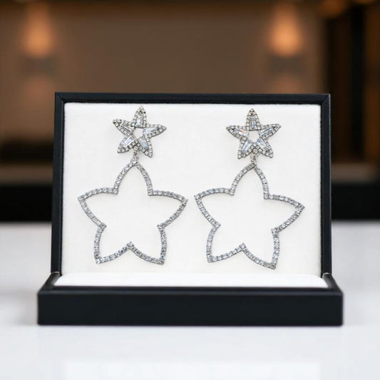 Star Shape Silver Earrings