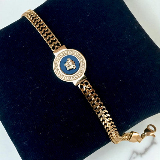 Luxury Gold-Plated Bracelet with Lion Emblem