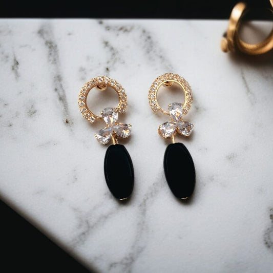 Oval Cut CZ Long Drop Earrings