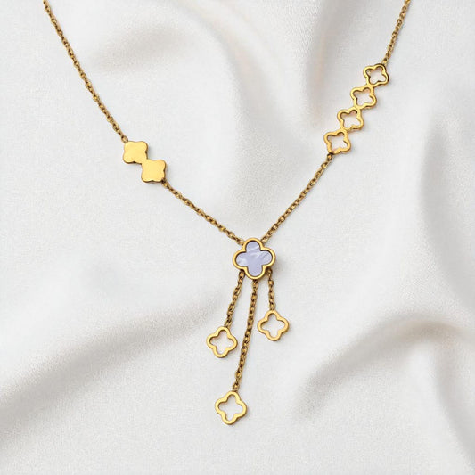 Stone Four-Leaf Clover Pendant Necklace