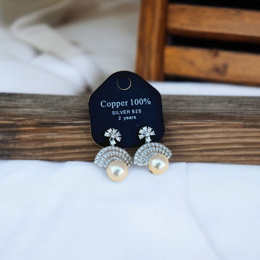 Classic Gold Crystal Pearl Dangle Earrings