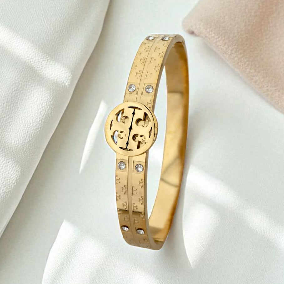 A gold-tone finish.