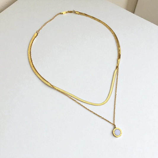 Stainless Steel Bvlgari Snake Chain Moon Pendant