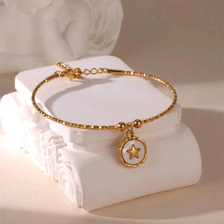 18K Gold Stainless Steel Pentagram Bracelet for Women