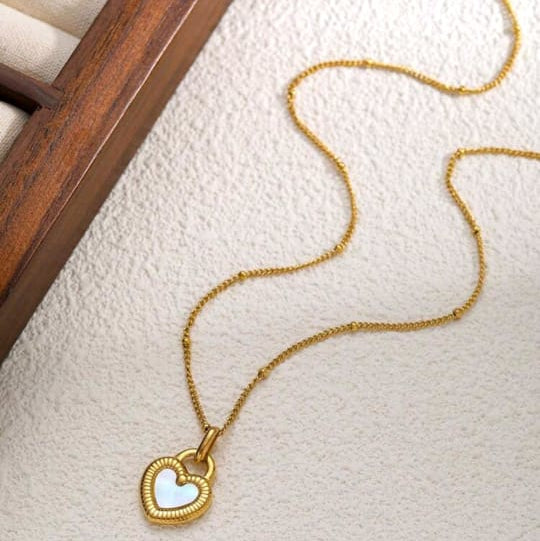 1pc Rose Gold Plated Stainless Steel Heart Pendant Necklace for Women