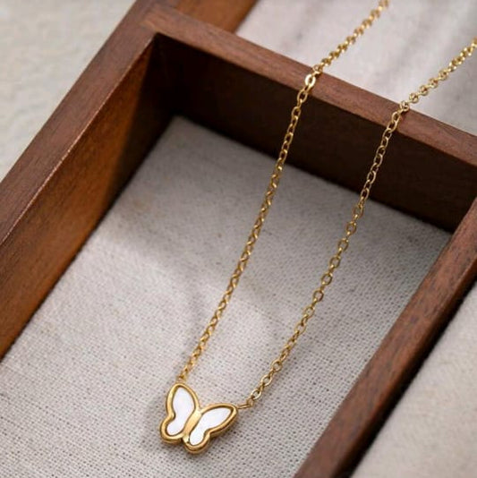 1pc Rose Gold Plated Stainless Steel Butterfly Pendant Necklace for Women