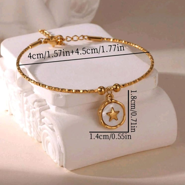 18K Gold Stainless Steel Pentagram Bracelet for Women