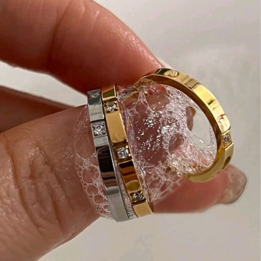 Minimalist Gold Stainless Steel Cubic Zirconia Ring – Elegant, Hypoallergenic Daily Wear Jewelry Gift