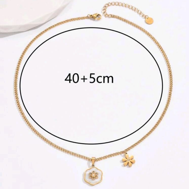 1pc Small Flower and White Shell Stainless Steel Pendant Necklace for Women