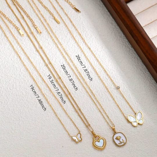 1pc Rose Gold Plated Stainless Steel Butterfly Pendant Necklace for Women