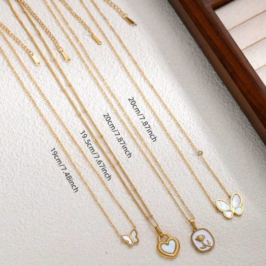 1pc Rose Gold Plated Stainless Steel Heart Pendant Necklace for Women